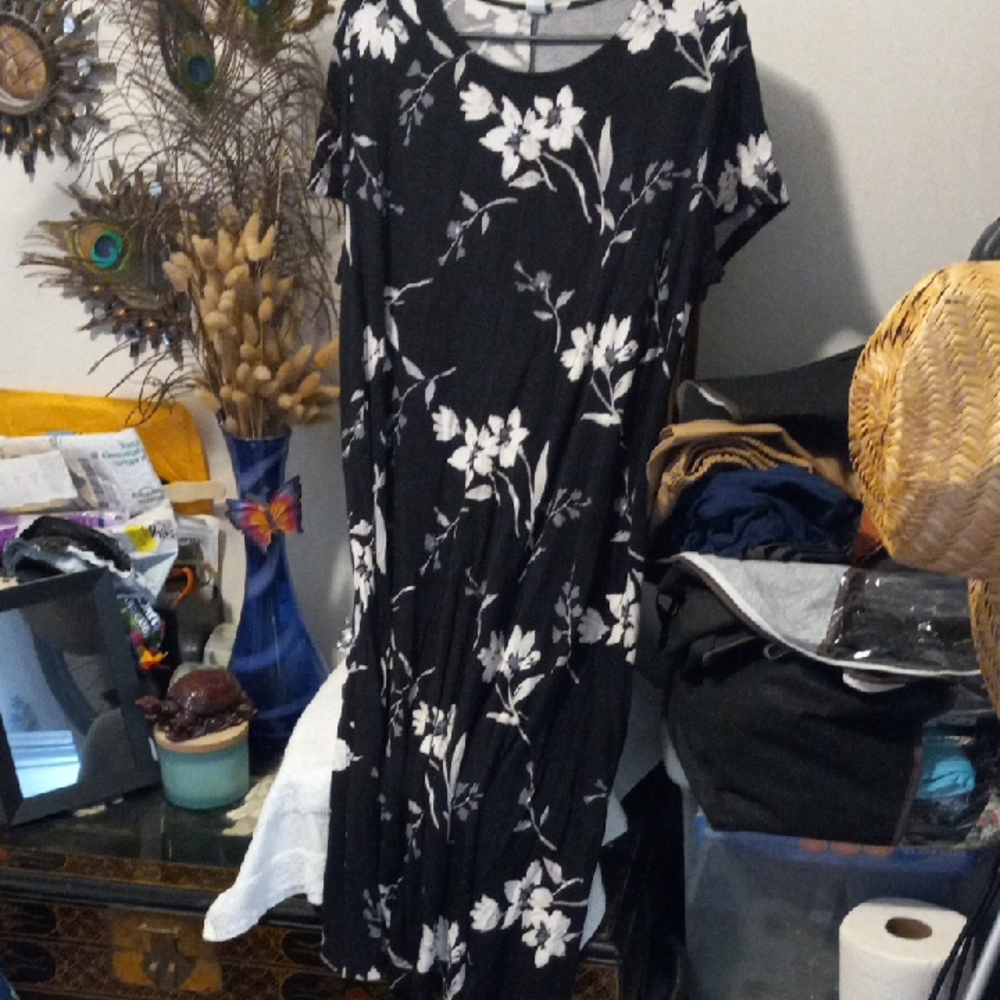 Floral Black and White Dress